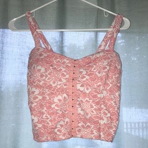 Pink and White Corset-like Tanktop